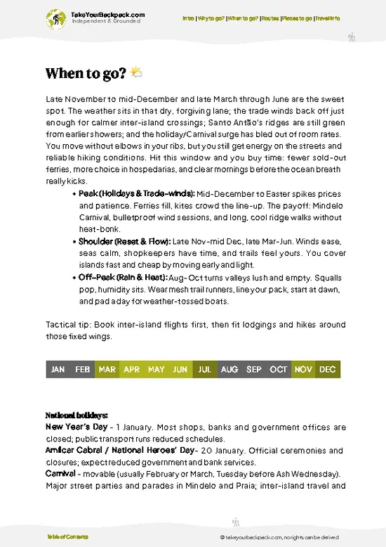 example page 3 from our offline Travel Guide for Cabo Verde